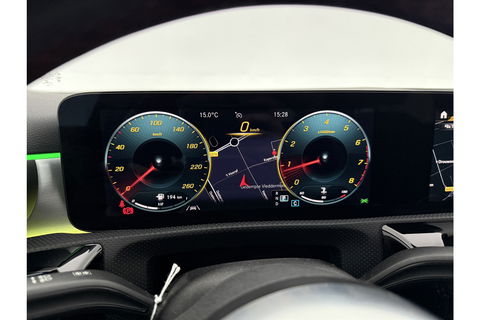 Mercedes-Benz A-Klasse 180 AMG Pano Sfeer Burmester Camera Virtual LED Memory Seats Clima Cruise Navi PDC 18''LMV