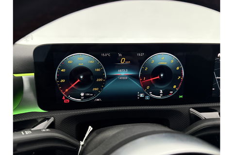 Mercedes-Benz A-Klasse 180 AMG Pano Sfeer Burmester Camera Virtual LED Memory Seats Clima Cruise Navi PDC 18''LMV