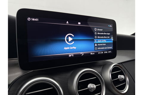 Mercedes-Benz C-Klasse 180 AMG 157PK Pano Trekhaak Sfeerverl. LED Virtual 19"LMV Camera Carplay Cruise Clima Navi Leder PDC