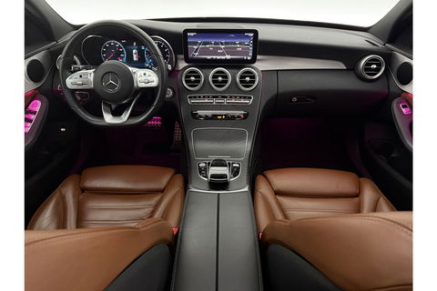 Mercedes-Benz C-Klasse 180 AMG 157PK Pano Trekhaak Sfeerverl. LED Virtual 19"LMV Camera Carplay Cruise Clima Navi Leder PDC