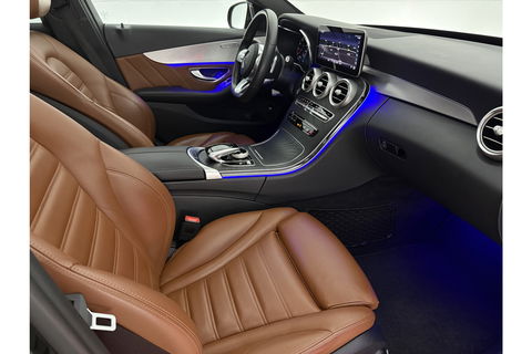 Mercedes-Benz C-Klasse 180 AMG 157PK Pano Trekhaak Sfeerverl. LED Virtual 19"LMV Camera Carplay Cruise Clima Navi Leder PDC
