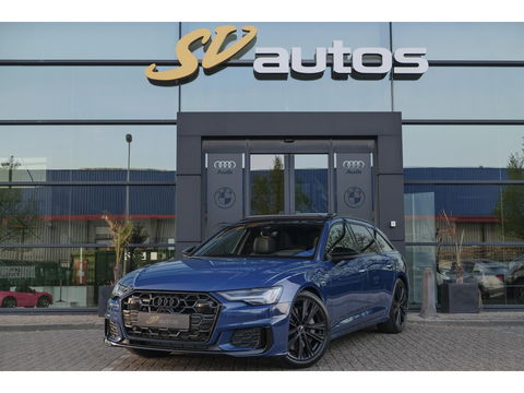 Audi A6 Avant 50 TFSIe 300pk Quattro S-line Facelift Panoramadak Bang&Olufsen *BTW* Trekhaak elec. Ascari blauw S6 diffusor Black pack