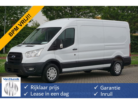 Ford Transit 350L 130PK L3H2 Trend LDT BPM VRIJ!! 12" Sync Apple CP/Android A, Camera, Trekhaak!! NR. W04*