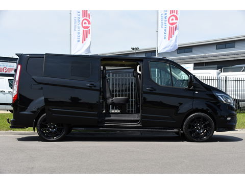 Ford Transit Custom 300 2.0 TDCI L2H1 DC Black Edition Camera, Adaptieve Cruise, 170Pk, Carplay, Xenon, Automaat, Leder, Multimedia, Sensoren, 2 x Schuifdeur, UNIEK!