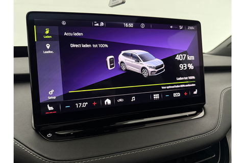 Škoda Enyaq 80 Sportline | ELEKTRISCH | 204PK Pano Sfeer Carplay Head up Display LED Trekhaak Virtual Navi Clima Cruise 21"LMV PDC