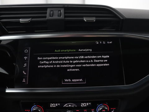 Audi Q3 35 TFSI S Line Pro Line S | Panoramadak | Stoelverwarming | Adaptive cruise | Carplay | Trekhaak | Keyless | Virual Cockpit | Half leder | DAB | Full LED