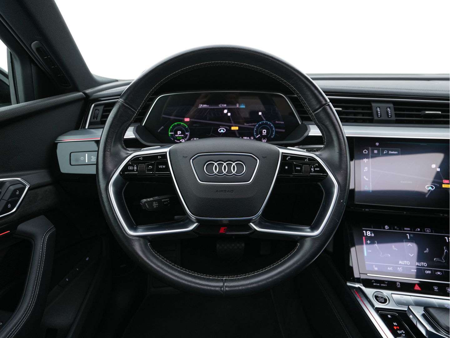 Audi e-tron Sportback 50 Quattro S-line Edition 71 kWh [ 3-Fase ] { SOH-100%} (INCL-BTW) *PANO | LEATHER-FABRIC | FULL-LED | ADAPTIVE-CRUISE | MEMORY-PACK | AIR-SUSPENSION | DIGI-COCKPIT | HEATED-SPORTSEATS | NAVI-FULLMAP | ECC | PDC | CRUISE | 20''ALU*