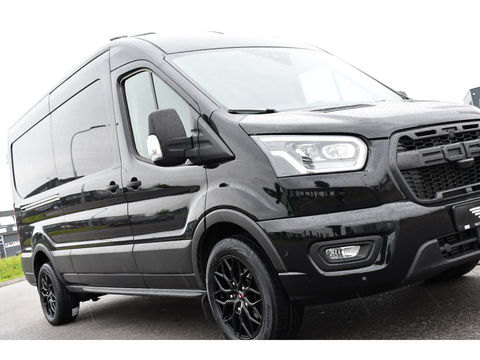 Ford Transit 350 2.0 TDCI L3H2 Black Edition Camera, Cruise, Carplay, 185pk, Xenon, Multimedia, Automaat, Trekhaak, Sensoren, Uniek!
