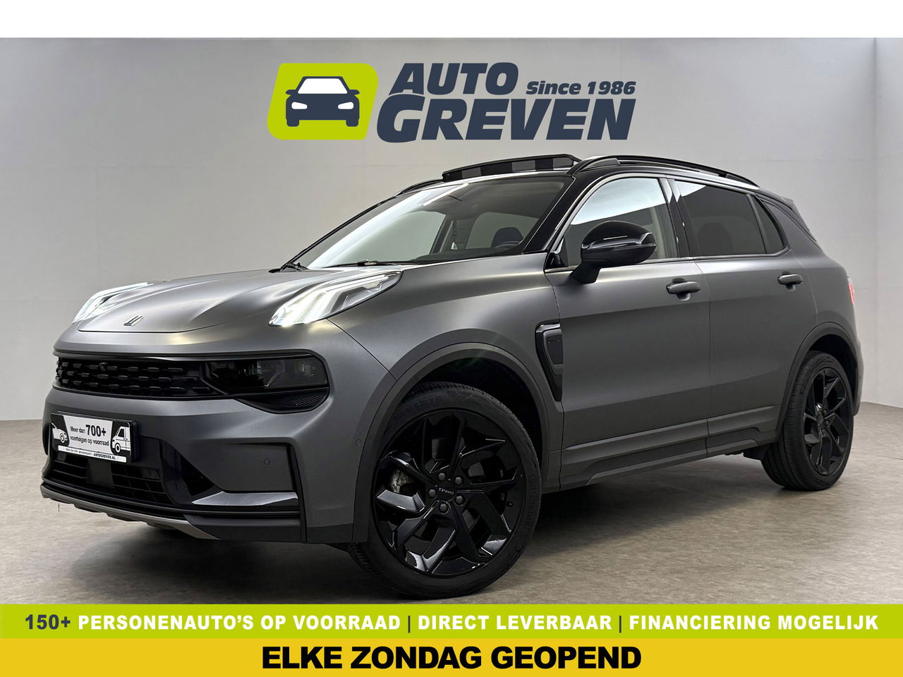 Lynk Co 01 1.5 | UNIEK Matte Grijs | 262PK Pano LED Sfeer 360Camera Memory ACC Virtual Carplay Clima Navi 20"LMV