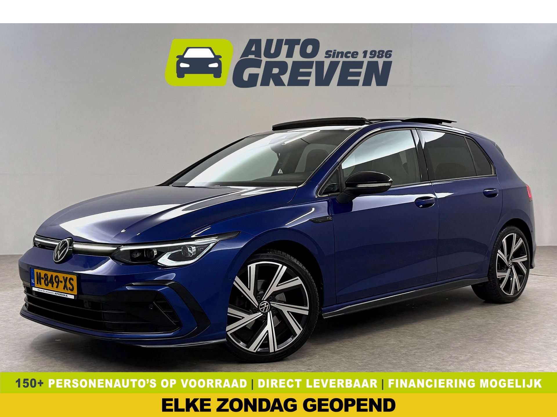 Volkswagen Golf 1.5 eTSI R-Line Lapiz Blue | Pano | Sfeerverl. | Virtual | Camera | IQ-Light | Stuur/Stoelverw. l Carplay | Adaptive Cruise