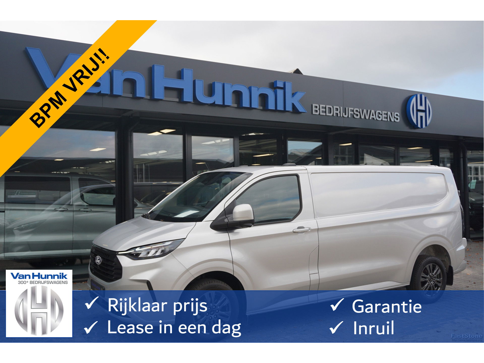 Ford Transit Custom 300L 150PK Limited BPM VRIJ!! Navi, Cam, Adap. Cruise, 17" LM, Trekhaak!! NR. A183