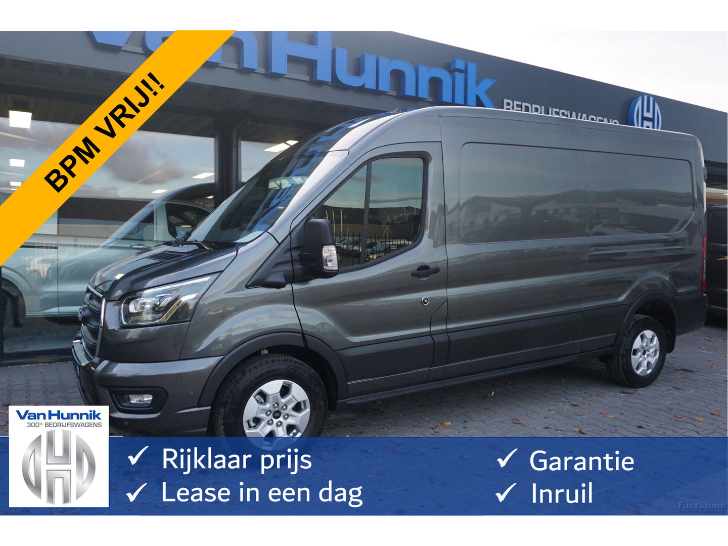 Ford Transit 350L L3H2 Limited AUT-10 RWD 165PK BPM VRIJ 3.5T TrekhaakNavi, Adap. Cruise, 360° Cam!! NR. A219