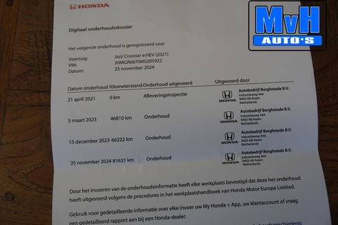 Honda Jazz 1.5 e:HEV Crosstar|ACC|CAMERA|CARPLAY|STOELVERW