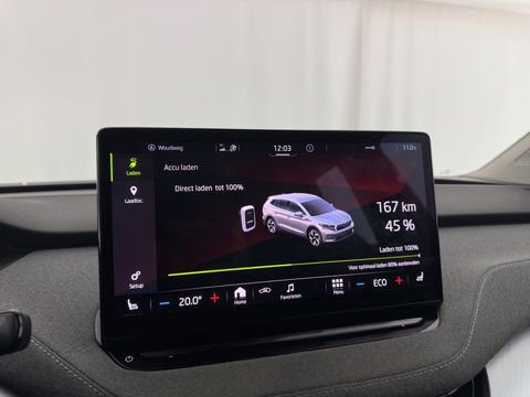 Škoda Enyaq iV 80 [ 3-Fase ] (INCL-BTW) *LEATHER-FABRIC | FULL-LED | DIGI-COCKPIT | CAMERA | KEYLESS | NAVI-FULLMAP | AMBIENT-LIGHT | ECC | HEATED-COMFORTSEATS | DAB+ | PDC | CRUISE | CARPLAY | TOWBAR | 19"ALU*