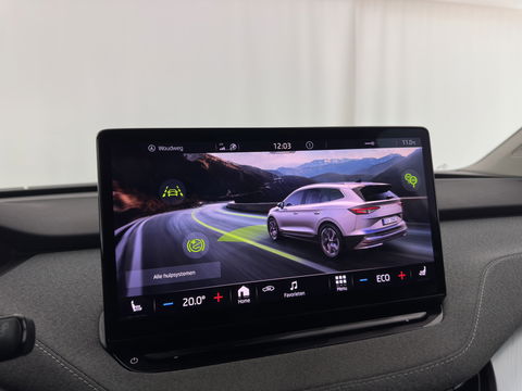 Škoda Enyaq iV 80 [ 3-Fase ] (INCL-BTW) *LEATHER-FABRIC | FULL-LED | DIGI-COCKPIT | CAMERA | KEYLESS | NAVI-FULLMAP | AMBIENT-LIGHT | ECC | HEATED-COMFORTSEATS | DAB+ | PDC | CRUISE | CARPLAY | TOWBAR | 19"ALU*