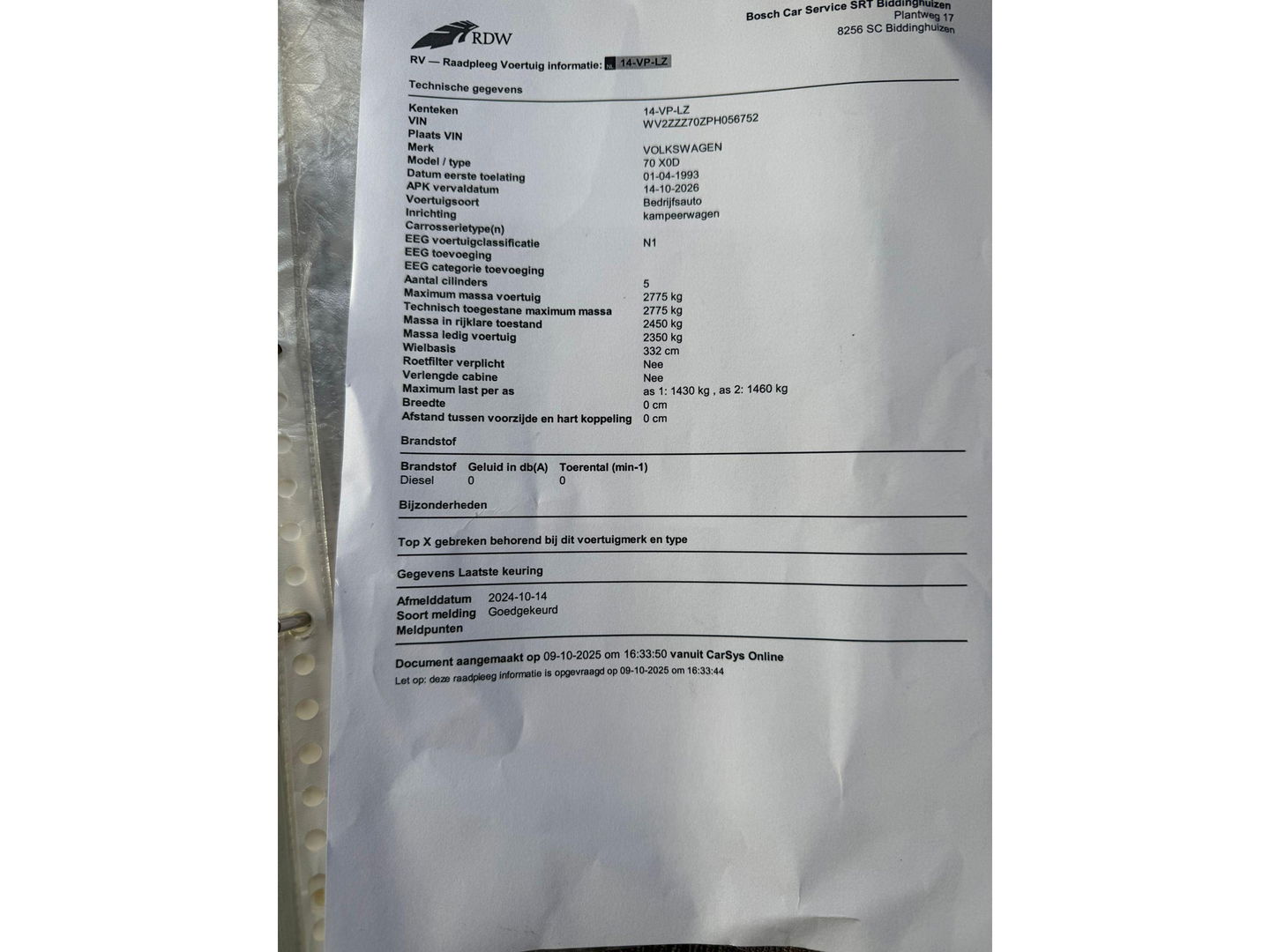 Volkswagen 70 x0d Transporter Camper Alkoof