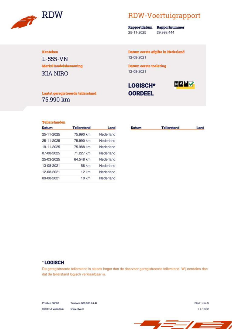 Kia Niro 1.6 GDi Hybrid DynamicPlusLine, 100% Onderhouden!