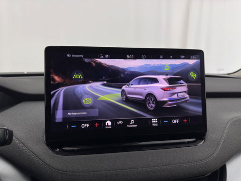 Škoda Enyaq iV 80 {SOH-90%} [ 3-Fase ] (INCL-BTW) *LEATHER-FABRIC | FULL-LED | DIGI-COCKPIT | CAMERA | KEYLESS | NAVI-FULLMAP | AMBIENT-LIGHT | ECC | HEATED-COMFORTSEATS | DAB+ | PDC | CRUISE | CARPLAY | TOWBAR | 19"ALU*