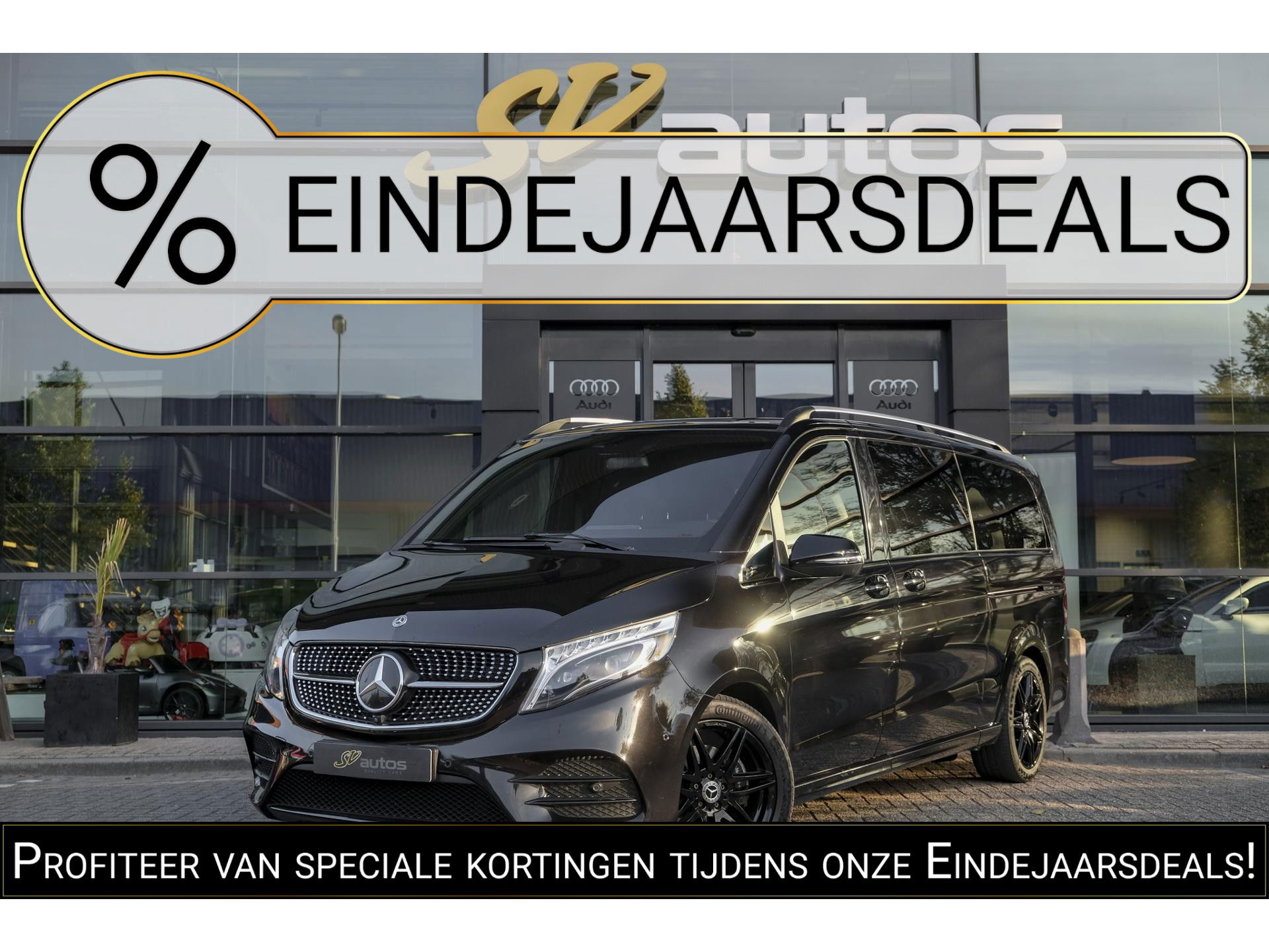 Mercedes-Benz V-Klasse V300d AMG 240pk Extra Lang XL Burmester Elektrische schuifdeuren Trekhaak Night pakket Black Edition