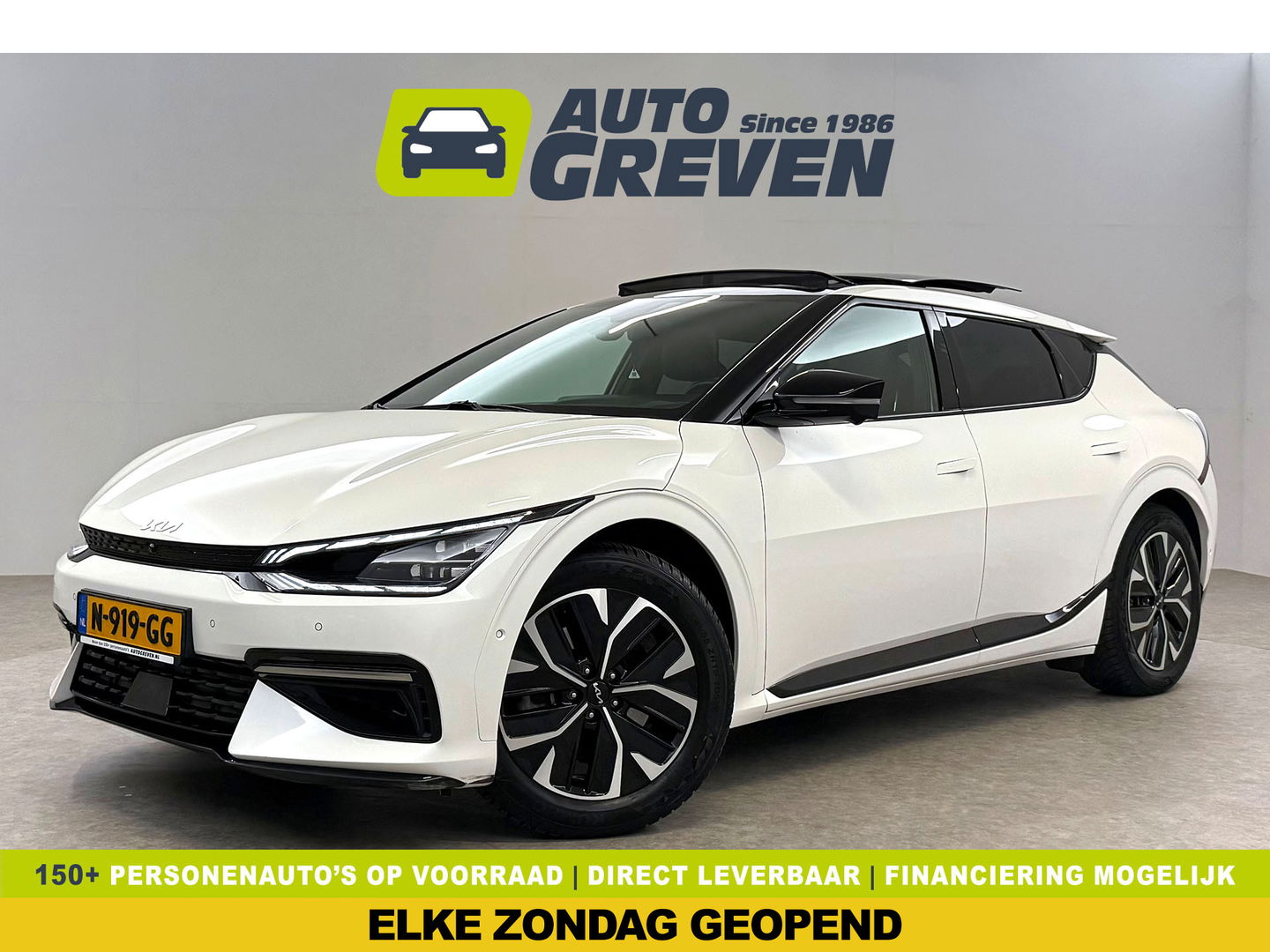 Kia Ev6 GT-Line 77 kWh Snelladen | SOH 96% | Meridian | Pano | Virtual | 360° | HUD | Stoel/Stuur verw. | Memory | Sfeer | Trekh. | Carplay