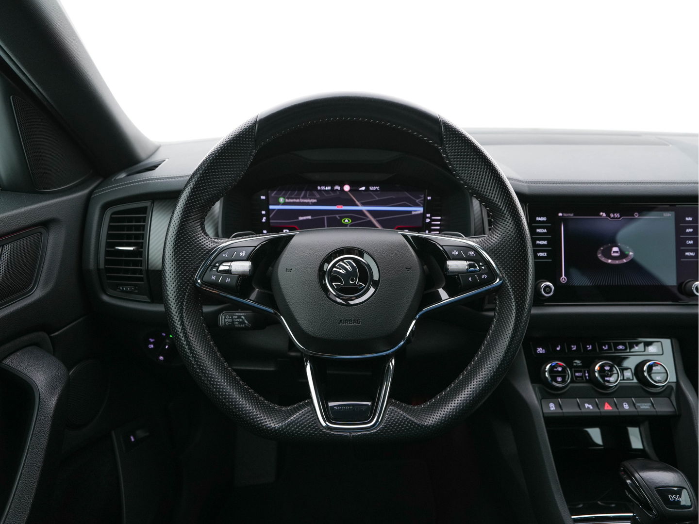 Škoda Kodiaq 1.5 TSI Sportline Business [ 7-Pers. ] (INCL-BTW) Aut. *LEATHER-MICROFIBRE | FULL-LED | ADAPTIVE-CRUISE | MEMORY-PACK | DIGI-COCKPIT | NAVI-FULLMAP | CAMERA | DAB+ | AMBIENT-LIGHT | KEYLESS | CARPLAY | PRIVACY-GLASS| TOWBAR | 20''