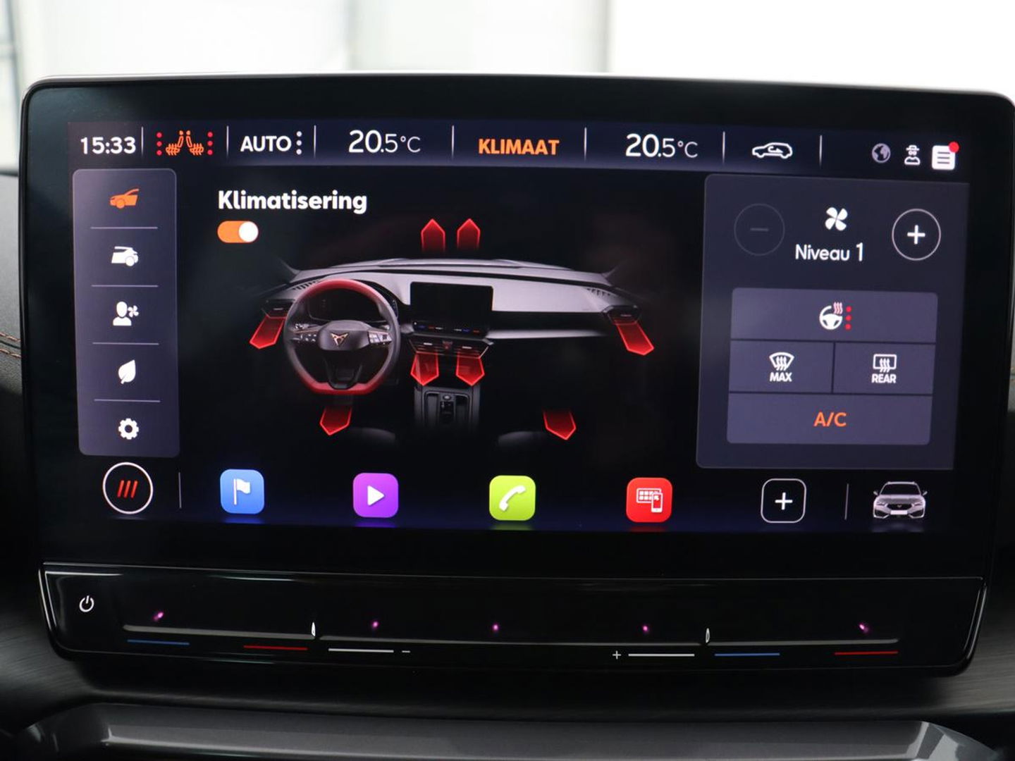 CUPRA Leon 2.0 TSI Cup | 310pk | Trekhaak | Stoel & stuurverwarming | Carplay | Leder | Adaptive cruise | 19'' | CUP Sportstoelen | Navigatie | Full LED | Keyless | Sfeerverlichting