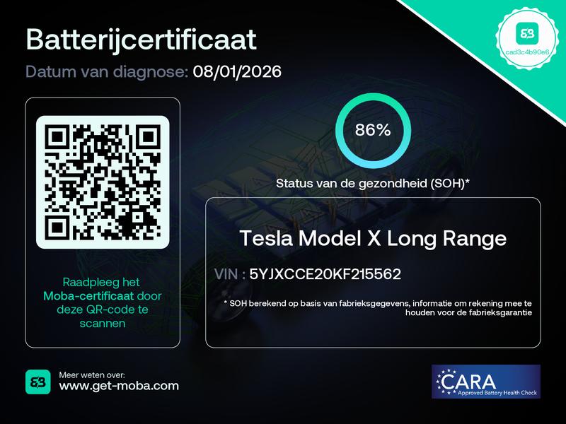 Tesla Model X Long Range / SOH 86% / Lederen bekleding / Trekhaak / Autopilot / Carbon pakket / Camera / Stoelen+stuurwiel verwarming / Luchtvering