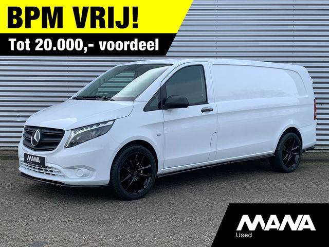 Mercedes-Benz Vito - 116 CDI Extra Lang L3 163pk Automaat LMV MaxtonDesign LED Airco Camera Leder-Stuur/Bekleding Diffuser Frontlip CruiseControl Stoelverwarming DYNAMIC Standkachel CarPlay AndroidAuto Trekhaak 12V Laadruimtebekleding Bluetooth VoiceCommand DAB