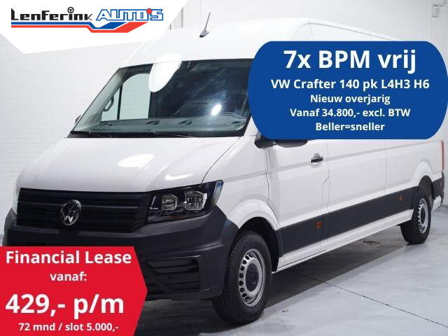 Volkswagen Crafter - 2.0 TDI 140 pk L4H3 Airco, Cruise Control Geveerde Stoel, PDC V+A, 3-Zits, Nieuw Overjarig
