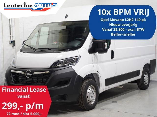Opel Movano - 2.2D 140 pk L2H2 Navi, Camera, Aut. Airco Apple Carplay, Cruise Control, 270 Graden Deuren, 3-Zits, Nieuw overjarig