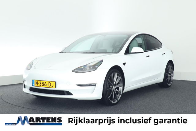 Tesla Model 3 - Long Range AWD 351pk 75 kWh 94% SOH Wit interieur 20" velgen Privacy-Glass Carbon Achterspoiler