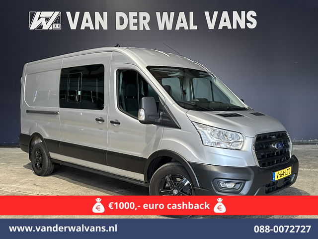 Ford Transit - 2.0 TDCI 131pk L3H2 Dubbele Cabine Euro6 Airco | 6-Zits | LED | 2500kg Trekhaak | Cruisecontrol Verwarmde voorruit, Parkeersensoren