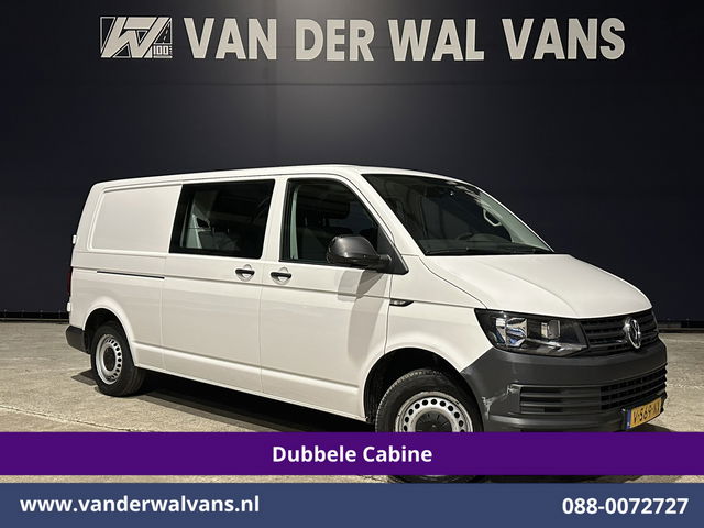 Volkswagen Transporter - 2.0 TDI 150pk L2H1 Dubbele cabine Euro6 Airco | 6-Zits | 2500kg Trekhaak | Navigatie | Cruisecontrol | Apple Carplay, Android Auto, Parkeersensoren