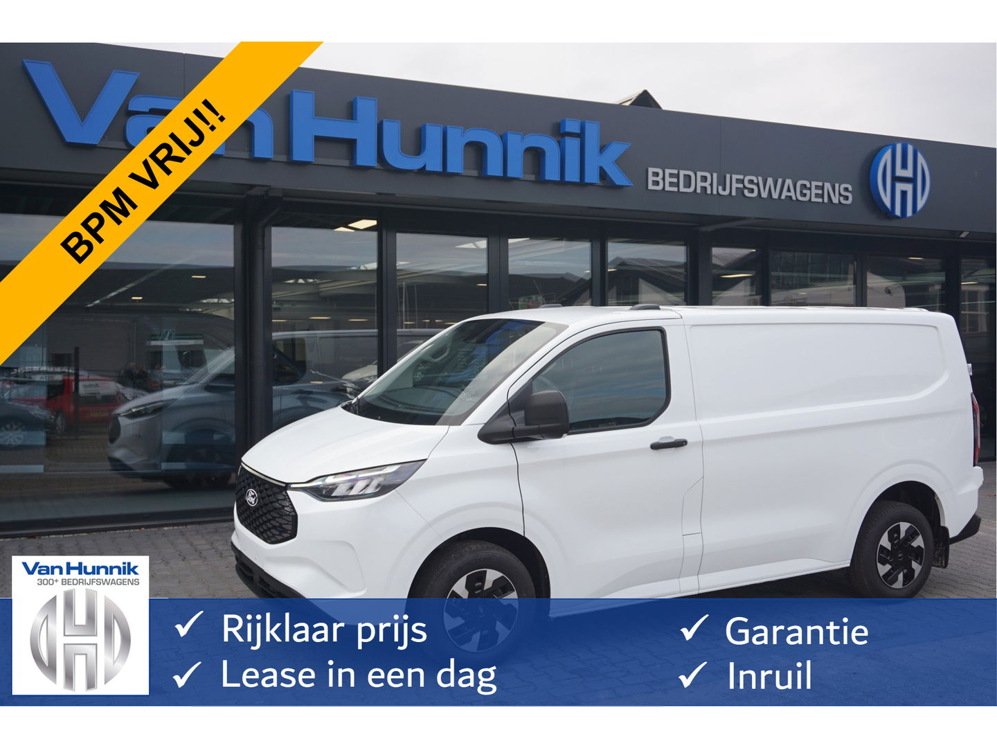 Ford E-Transit Custom 320S 218PK 64KWH Trend AUT BPM VRIJ!! Apple CP / Android A, LED, 2300KG Trekgewicht NR. EC02