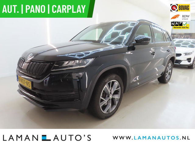 Škoda Kodiaq - 1.5 TSI 150pk DSG Sportline Business Aut. | Pano Open Dak Virtual Leder/Alcantara CarPlay Canton 19" Triglav LMV ECC Navi LED ACC Camera Trekhaak Metallic | Voorschoten