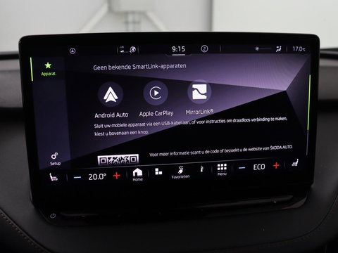 Škoda Enyaq iV 80 | Leder | Stoelverwarming | Trekhaak | Adaptive cruise | Warmtepomp | Matrix LED | Carplay | 21'' | Achterbankverwarming | Navigatie | Sport Plus Pakket | Sfeerverlichting