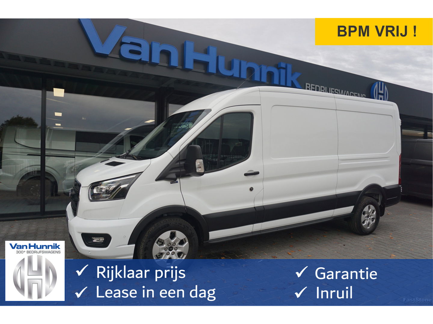 Ford Transit 350L L3H2 Limited AUT-10 RWD 165PK BPM VRIJ 3.5T Trekhaak, Navi, Adap. Cruise, 360° Cam!! NR. A190