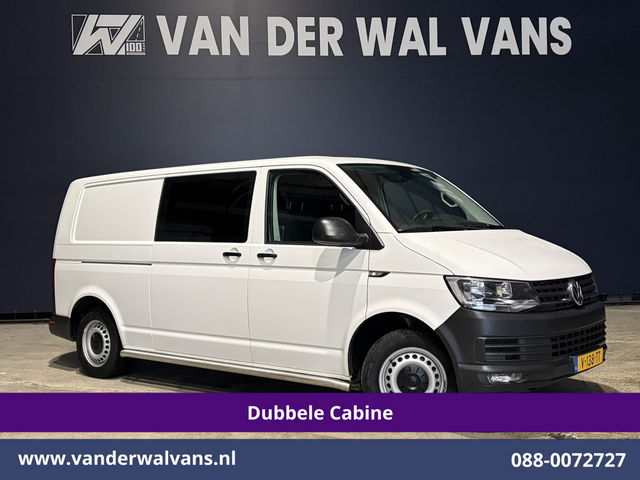 Volkswagen Transporter - 2.0 TDI 150pk L2H1 Dubbele Cabine Euro6 Airco | 5-Zits | Navigatie | 2500kg Trekhaak | Apple Carplay Android Auto, Sidebars, Parkeersensoren, Achterklep