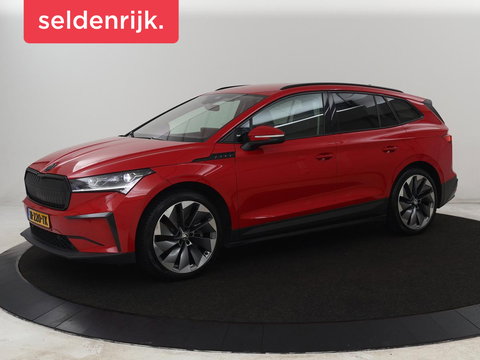 Škoda Enyaq iV 80 | Leder | Stoelverwarming | Trekhaak | Adaptive cruise | Warmtepomp | Matrix LED | Carplay | 21'' | Achterbankverwarming | Navigatie | Sport Plus Pakket | Sfeerverlichting