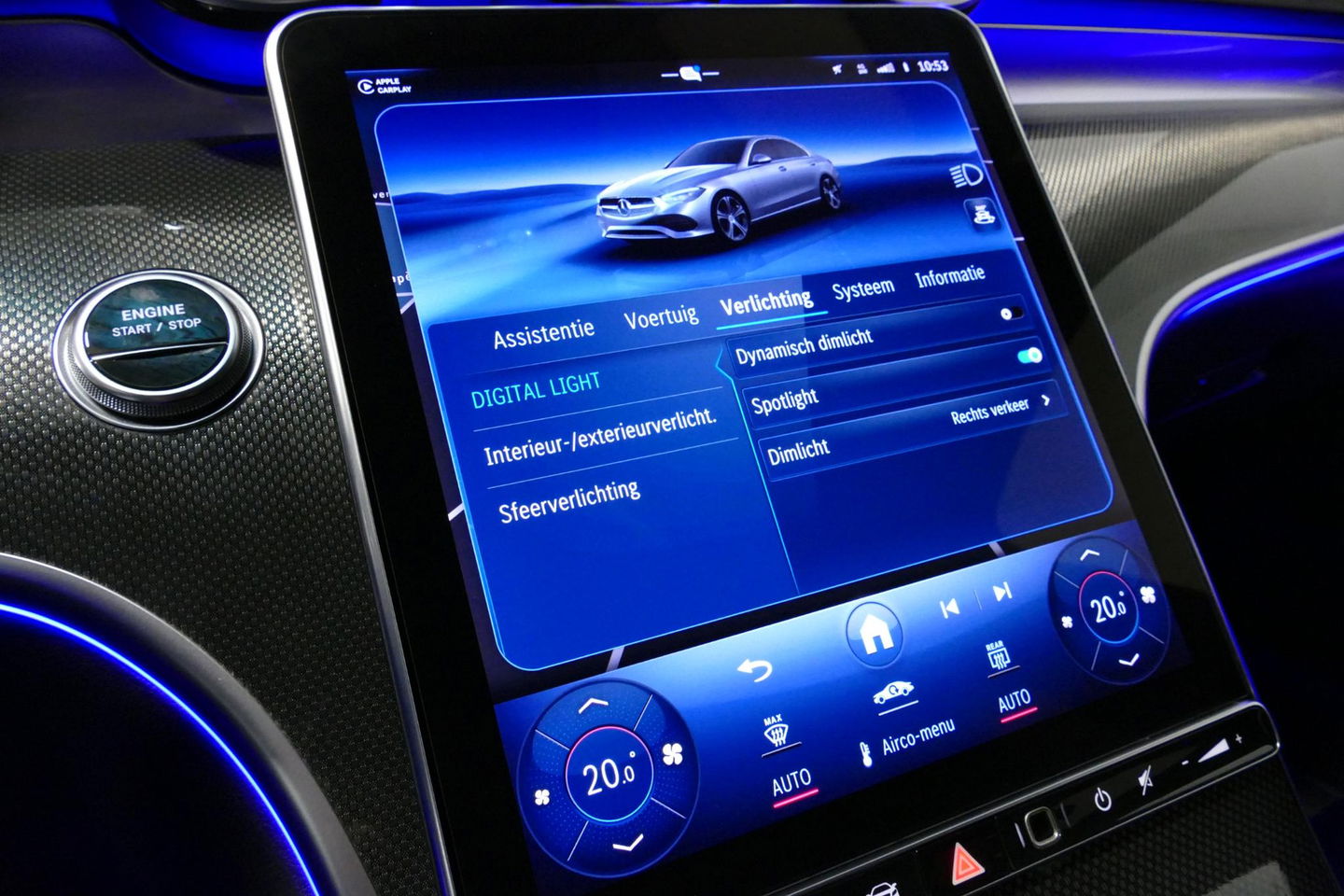 Mercedes-Benz C-Klasse 300 e AMG Line / C63s AMG Diffuser / Panamericana Grille / Panoramadak / Elektr. verstelbare voorstoelen + memory / Digital Light (Laser) / Stoelverwarming / Ambienteverlichting Plus / Apple Carplay - Android Auto / Rondomzichtcamera / HUD / 20'' LMV / Ac