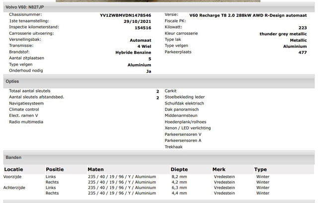 Volvo V60 - 2.0 T8 Hybride AWD R-Design / Trekhaak / Panoramadak / Leder / Navigatie / Adap. Cruise / Pdc.V+A / Apk 10-2027
