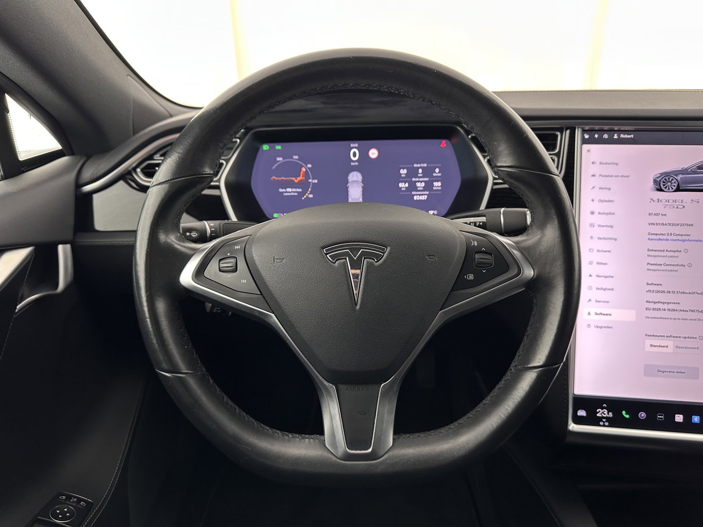 Tesla Model S 75D Base [ 3-Fase-17kW ] Aut. *PANO-WINDOW | LEATHER-FABRIC | AIR-SUSPENION | FULL-LED | NAVI-FULLMAP | KEYLESS | MEMORY-PACK | HEATED-COMFORTSEATS | DIGI-COCKPIT | CARBON-INLAY | AUTO-PILOT | 21"ALU*
