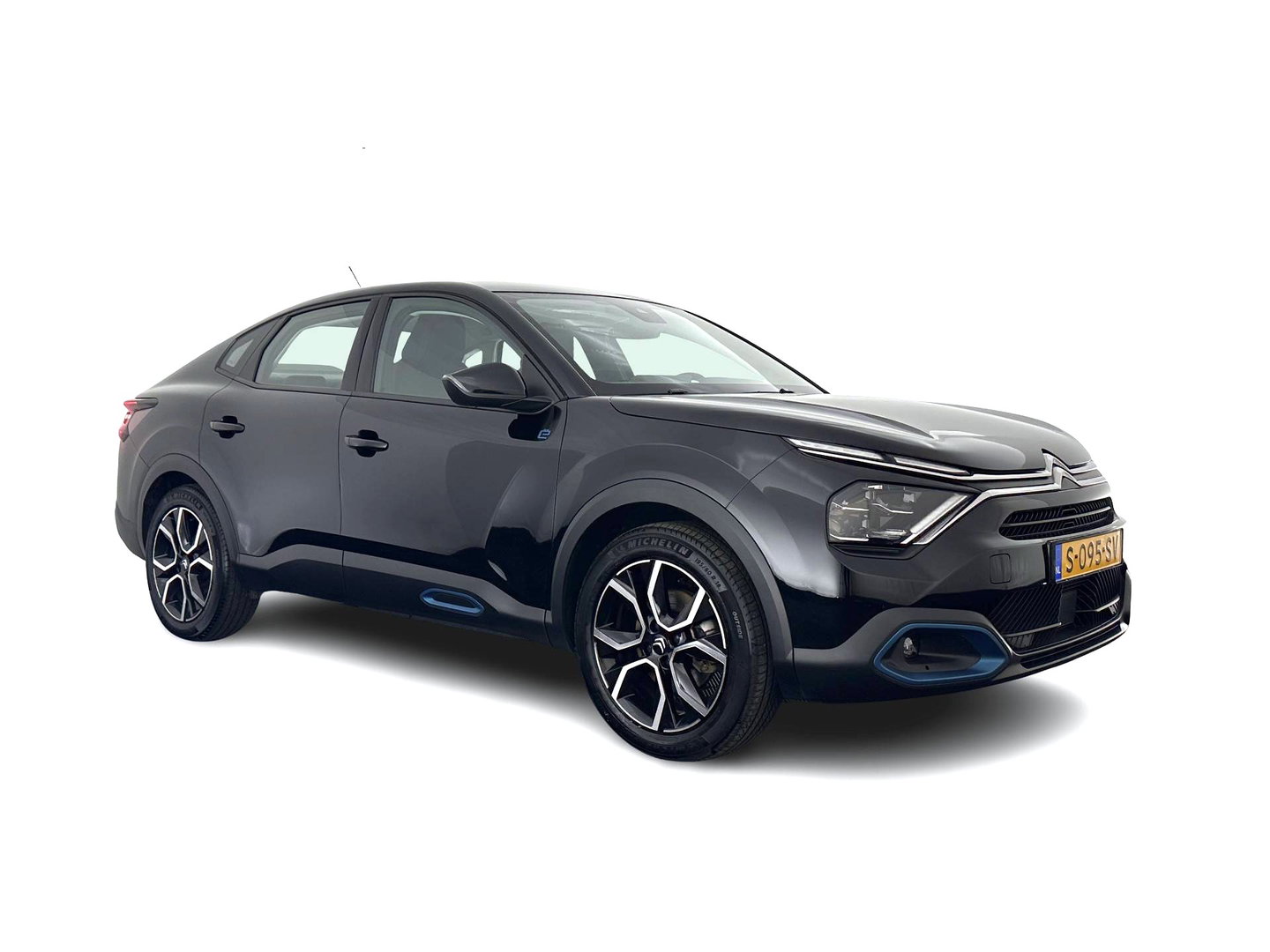 Citroën Ë-C4 X Feel Pack 50 kWh [ 3-Fase-11Kw ] {SOH-91%} (INCL-BTW) *HEATPUMP | FULL-LED | LEATHER-FABRIC | DIGI-COCKPIT | DAB | COMFORTSEATS | CAMERA | ECC | CARPLAY | LANE-ASSIST | PDC | CRUISE | 18''ALU*