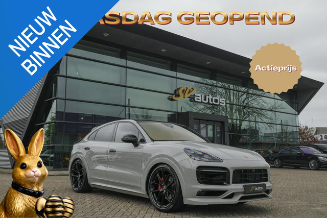 Porsche Cayenne - Coupé 3.0 E-Hybrid 462PK Krijtgrijs SportDesign Burmester Luchtvering *SOH 92%* Lightweight Package Carbon Dak 4-wielsturing NLauto