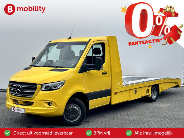 Mercedes-Benz Sprinter - 519 CDI Tijhof AluLiner V/A €32 Per Dag!! Luchtvering NIEUW! MJ.2025 Autotransporter/ Oprijwagen | Lier | 3-Zitplaatsen | AppleCarPlay | DAB | Adaptive Cruise Control | Navigatie | Trekhaak