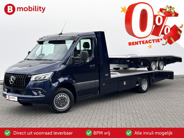 Mercedes-Benz Sprinter - 519 CDI Tijhof AluLiner + Aanhanger V/A €32 Per Dag!! Leer Luchtvering NIEUW! MJ.2025 Autotransporter/ Oprijwagen | Lier | 3-Zitplaatsen | AppleCarPlay | DAB | Adaptive Cruise Control | Navigatie | Trekhaak