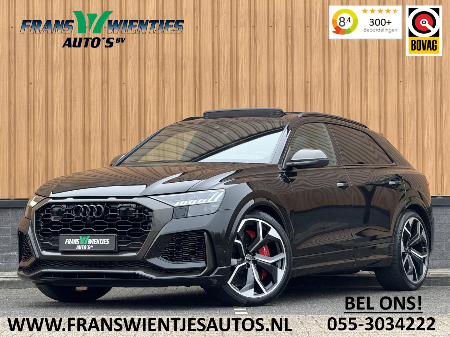 Audi RS Q8 4.0 TFSI RS Q8 quattro | Carbon Optiek Pakket | Dynamic Plus | Keramisch | 23'' lichtmetaal | Panoramadak | Massage | 600 Pk! | Head-up display | Trekhaak | Bang & Olufson |