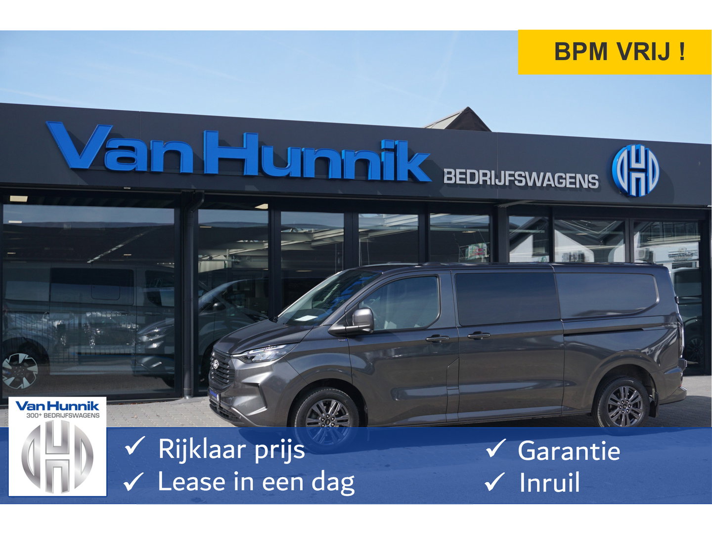 Ford Transit Custom 300L 170PK Limited DC AUT BPM VRIJ!! Navi, 360° Camera, Trekhaak, LED, 17" LM!! NR. 567