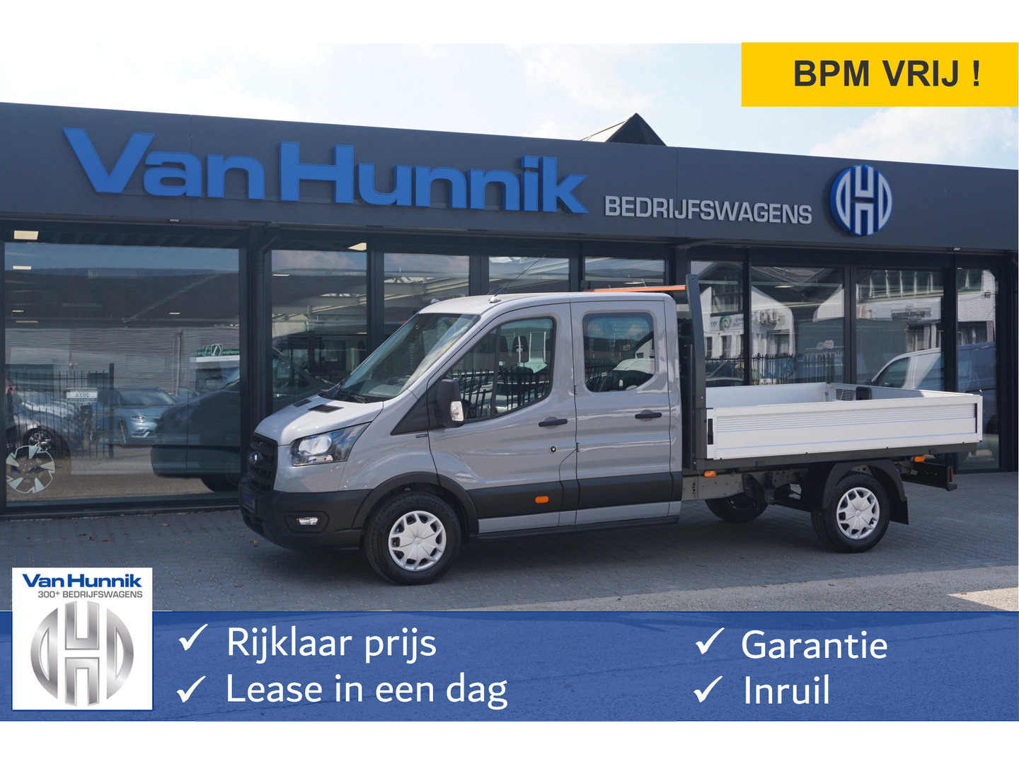 Ford Transit 350L 130PK Doka Open Laadbak L3 BPM VRIJ!! Sync4 Navi, Camera, Adap Cruise, Garantie 2028!! NR. D01*