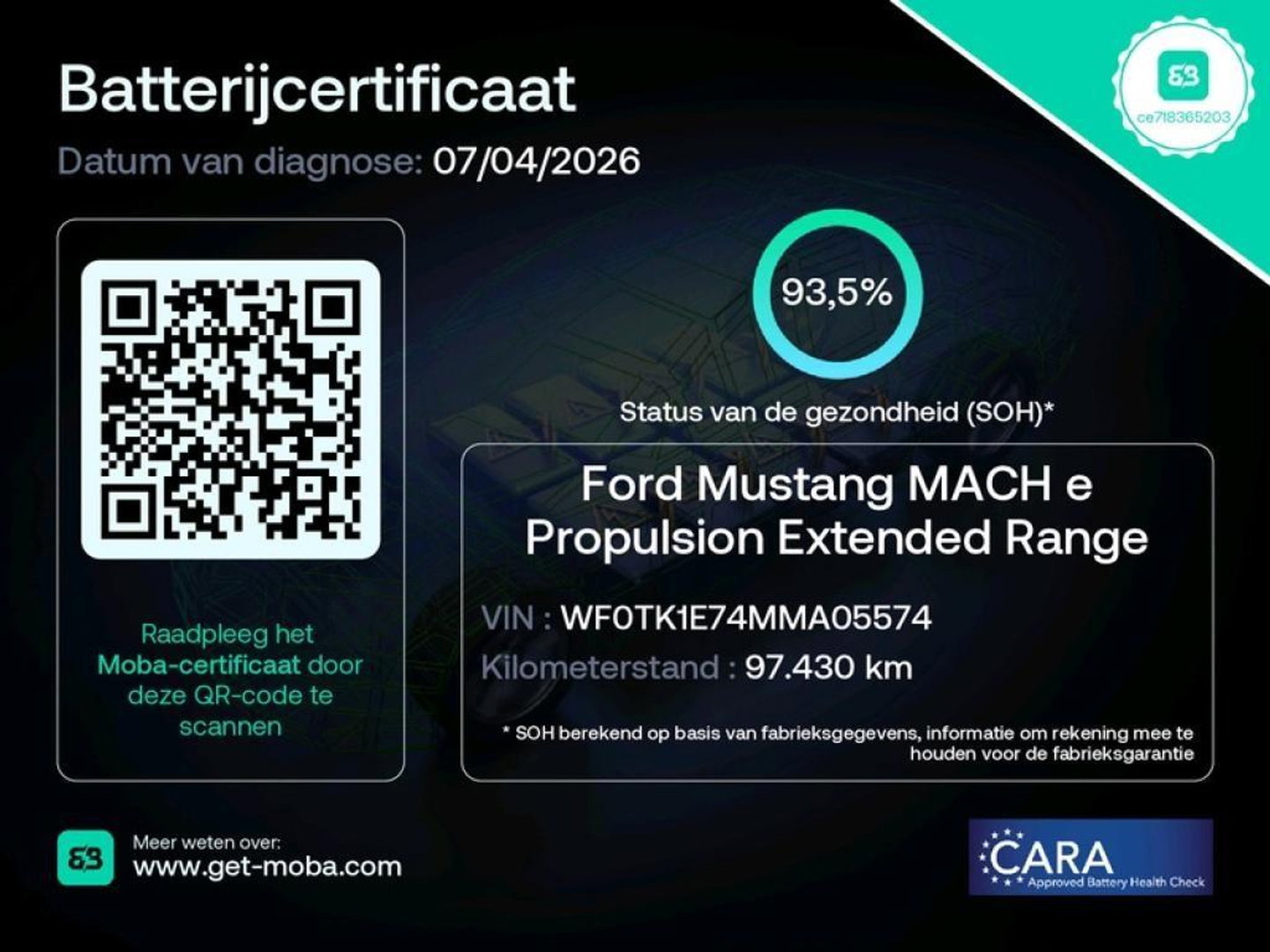 Ford Mustang Mach-E EXTENDED RWD 98kWh/ TECHNOLOGY PACK PLUS/ SOH 93%